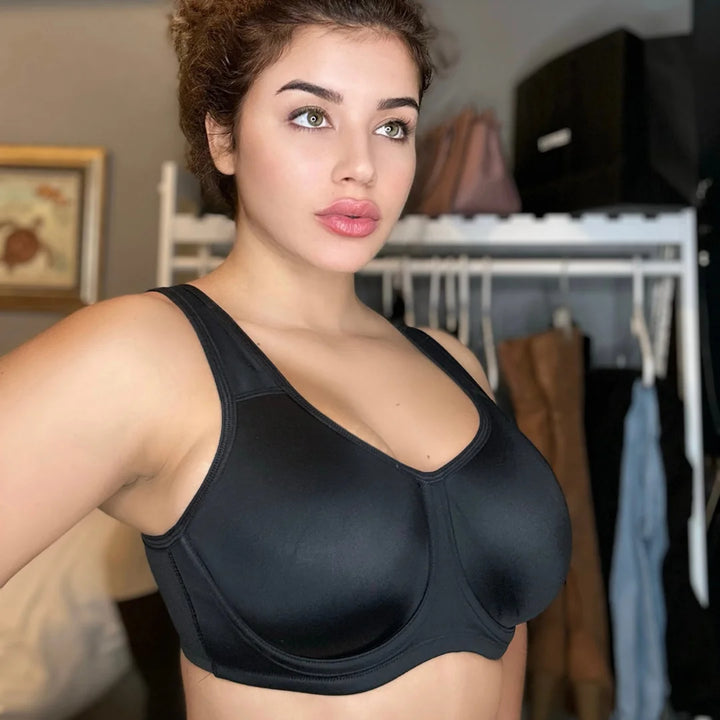 Keyla High Impact Double-layer Outer Underwire Sports Bra| C-G Cup| White - Beige