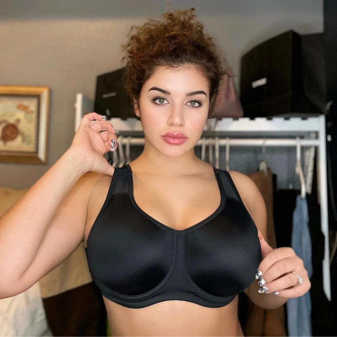 Keyla High Impact Double-layer Outer Underwire Sports Bra| C-G Cup| White - Beige