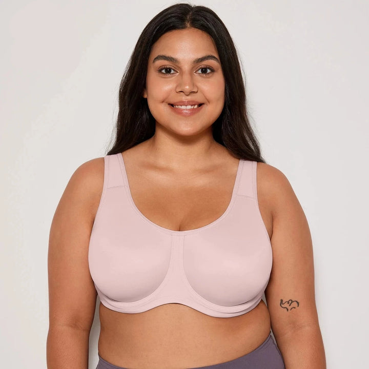Keyla High Impact Double-layer Outer Underwire Sports Bra| C-G Cup| White - Beige